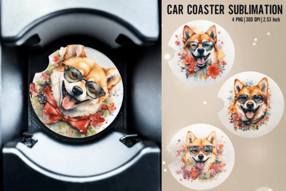 Download Shiba Car Coaster Sublimation Designs - Sublimation designs Collection