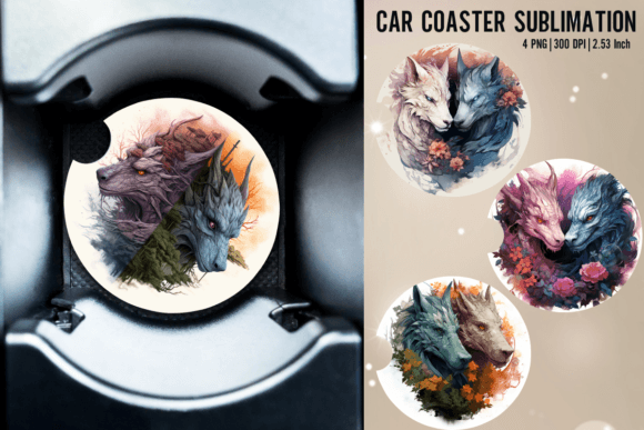 Download Dragon Car Coaster Sublimation Designs - Sublimation designs Collection