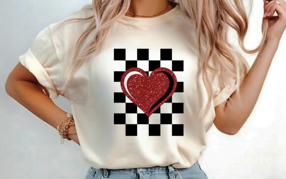 Download Retro Checkered Heart Valentines PNG - Valentines Collection