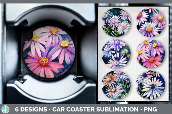 Download Asters Car Coaster | Sublimation Designs - Sublimation designs Collection