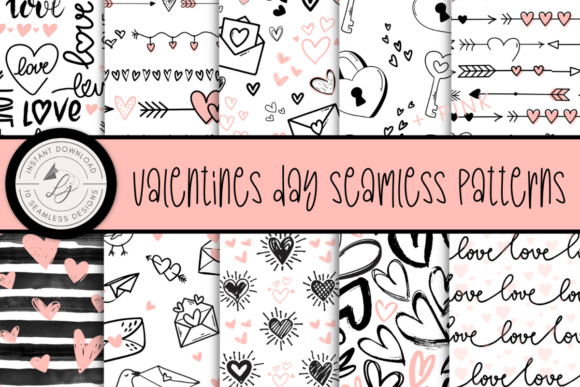Download Black and Pink Valentines Day Patterns - Valentines Collection