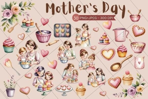 Download Mother's Day Clipart, Baking Mom, PNG - Premium Resources