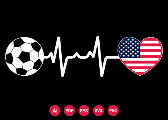 Download USA Flag Football Soccer Heartbeat - Usa flag Collection