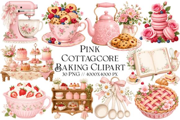 Download Pink Cottagecore Baking Clipart - Premium Bundle