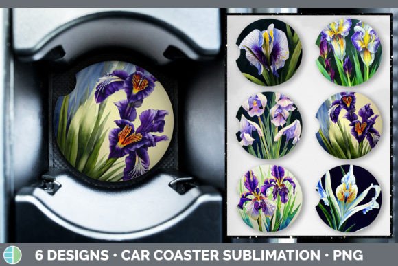 Download Irises Car Coaster | Sublimation Designs - Sublimation designs Collection