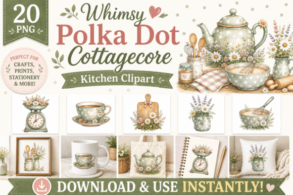 Download Whimsy Polka Dot Cottagecore Kitchen - Premium Resources