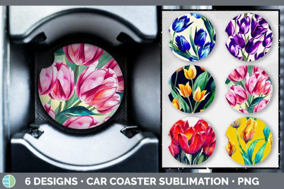 Download Tulips Car Coaster | Sublimation Designs - Sublimation designs Collection