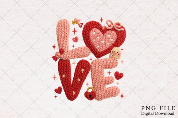 Download Faux Yarn Crochet Love Valentines PNG - Valentines Collection