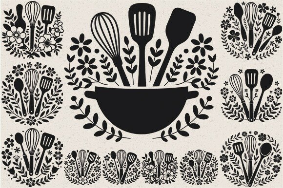 Download Floral Kitchen Baking Tools SVG Bundle - Premium Bundle