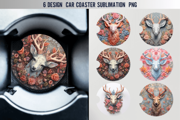 Download Deer Car Coaster Sublimation Designs - Sublimation designs Collection