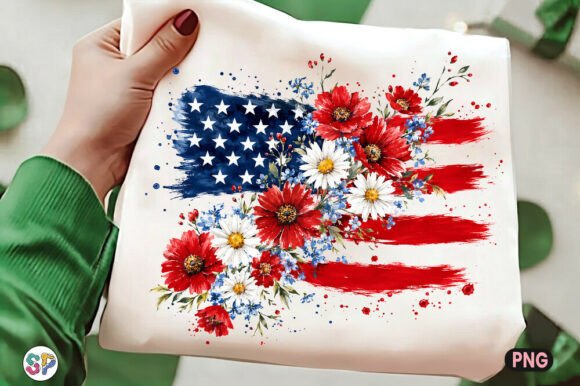 Download Patriotic Floral USA Flag PNG 4th July - Usa flag Collection