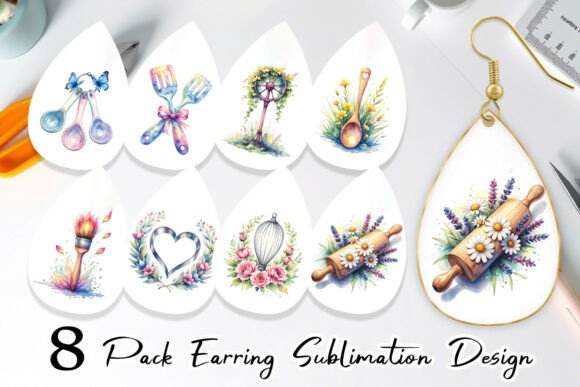 Download Watercolor Floral Baking Earring Design - Premium Resources